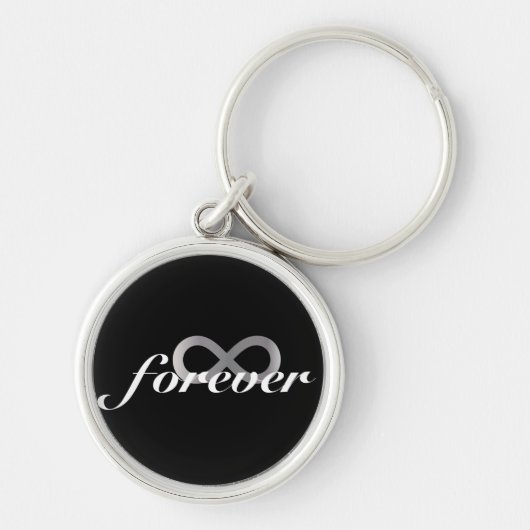 Silver Infinity symbool met het woord Forever Sleutelhanger (Voorkant)