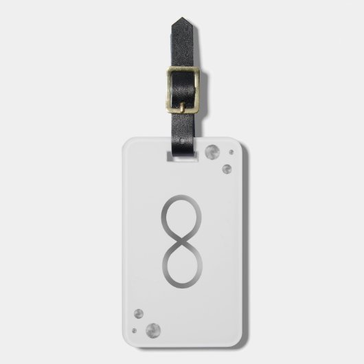 Silver Infinity-symbool op lichtgrijs Bagagelabel (Voorkant verticaal)