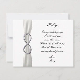 Silver Infinity White Wedding Maid of Honor Kaart