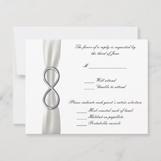 Silver Infinity White Wedding Response Kaart (Voorkant)