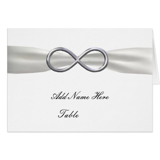 Silver Infinity White Wedding Table Place Card (Voorkant Horizontaal)
