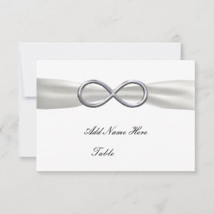 Silver Infinity White Wedding Table Place Card Kaart