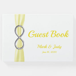 Silver Infinity Yellow Ribbon bruiloft gastenboek