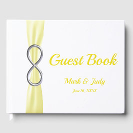 Silver Infinity Yellow Ribbon bruiloft gastenboek