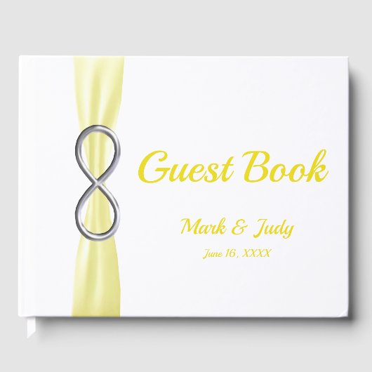 Silver Infinity Yellow Ribbon bruiloft gastenboek (Voorkant)