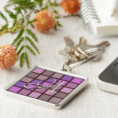 Silver Initiaal Color Block Sleutelhanger (Zijkant)