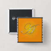 Silver Initiaal Letter A Vierkante Button 5,1 Cm (Voorkant /achterkant)