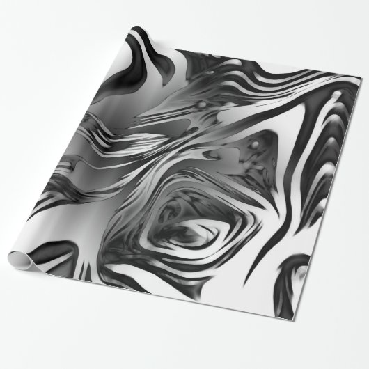 Silver Ink Abstract Cadeaupapier (Uitgerold)