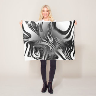 Silver Ink Abstract Fleece Deken