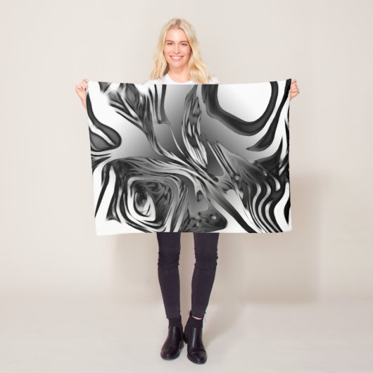 Silver Ink Abstract Fleece Deken (In situ)