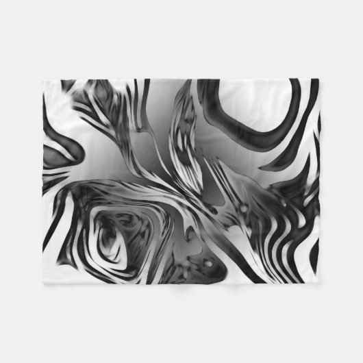 Silver Ink Abstract Fleece Deken (Voorkant (Horizontaal))