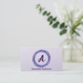 Silver Ink Purple Brush Mark Circle Logo Monogram Visitekaartje (Staand voorkant)