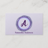 Silver Ink Purple Brush Mark Circle Logo Monogram Visitekaartje (Voorkant)