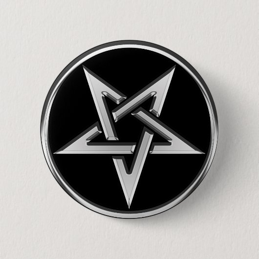 Silver Inverted Pentagram Ronde Button 5,7 Cm (Voorkant)