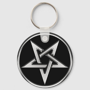 Silver Inverted Pentagram Sleutelhanger