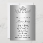 Silver Invitation Sweet 16 Kaart (Voorkant)