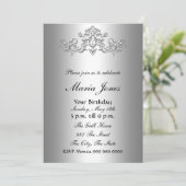 Silver Invitation Sweet 16 Kaart (Staand voorkant)