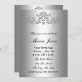 Silver Invitation Sweet 16 Kaart (Voorkant / Achterkant)