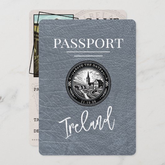 Silver Ireland Passport Save the Date (Voorkant / Achterkant)