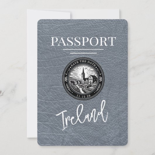 Silver Ireland Passport Save the Date (Voorkant)