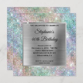 Silver Iridescent Diamond studeerde Folie Birthday Kaart (Voorkant / Achterkant)