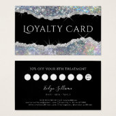 Silver iridescent glitter loyalty visitekaartje (Voorkant /achterkant)