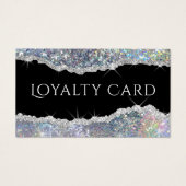 Silver iridescent glitter loyalty visitekaartje (Voorkant)