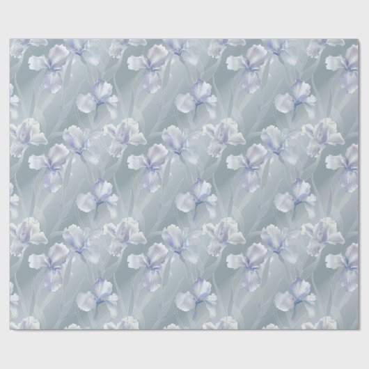 Silver Iris Floral 25e bruiloft Jubileum Cadeaupapier (Vlak)