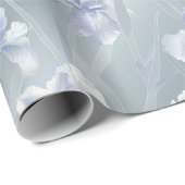Silver Iris Floral 25e bruiloft Jubileum Cadeaupapier (Rol Hoek)