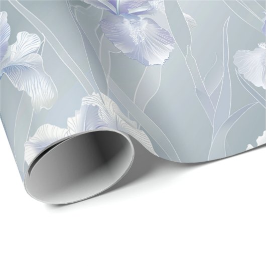 Silver Iris Floral 25e bruiloft Jubileum Cadeaupapier (Rol Hoek)
