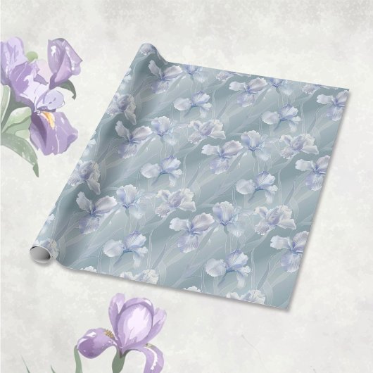 Silver Iris Floral 25e bruiloft Jubileum Cadeaupapier
