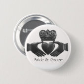 Silver Irish claddagh bride and groom button (Voorkant /achterkant)