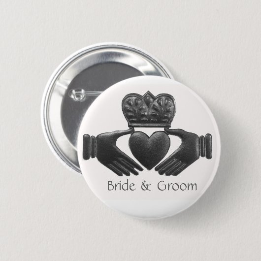 Silver Irish claddagh bride and groom button (Voorkant /achterkant)