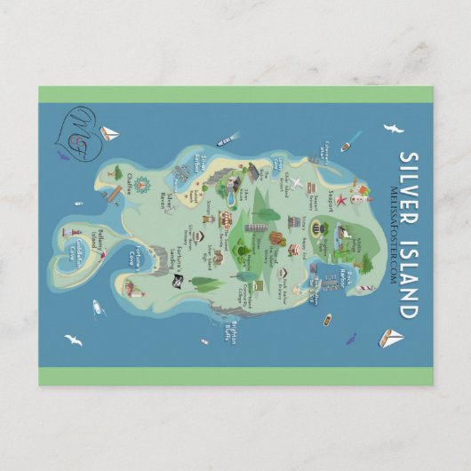 Silver Island Map Briefkaart (Voorkant)