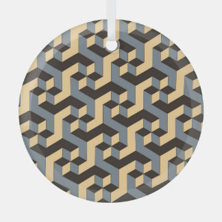 Silver Ivory Geometrische Complex Tegel Glas Ornament