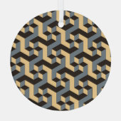 Silver Ivory Geometrische Complex Tegel Glas Ornament (Achterkant)