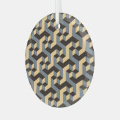 Silver Ivory Geometrische Complex Tegel Glas Ornament (Voorkant links)