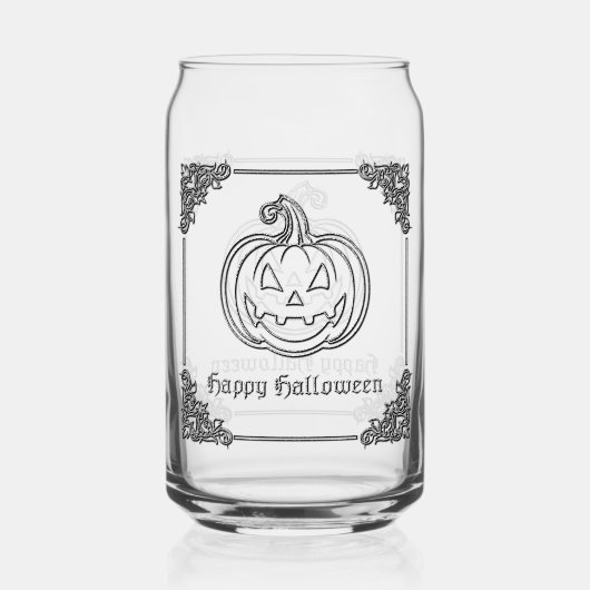 Silver Jack O' Lantern Halloween Blikvorm Glas (Voorkant)