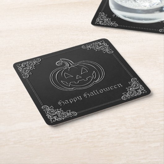 Silver Jack O' Lantern Halloween Kartonnen Onderzetters (Schuin)
