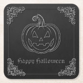 Silver Jack O' Lantern Halloween Kartonnen Onderzetters (Voorkant)