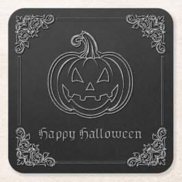 Silver Jack O' Lantern Halloween Kartonnen Onderzetters