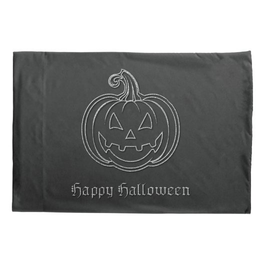 Silver Jack O' Lantern Halloween Kussensloop (Achterkant)