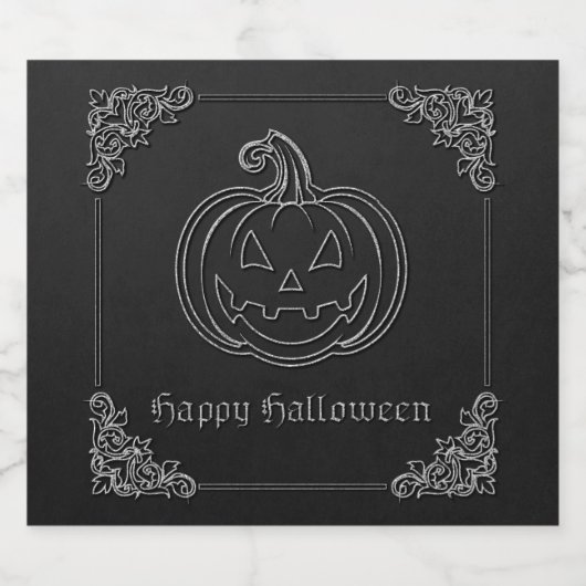 Silver Jack O' Lantern Halloween Likeurfles Etiket (Enkel label)