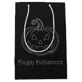 Silver Jack O' Lantern Halloween Medium Cadeauzakje (Voorkant)