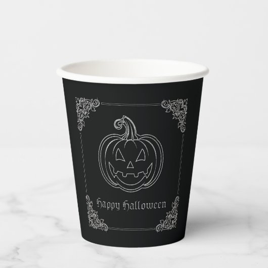 Silver Jack O' Lantern Halloween Papieren Bekers (Voorkant)