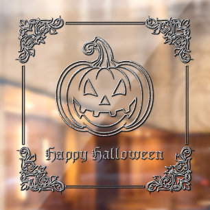 Silver Jack O' Lantern Halloween Raamsticker