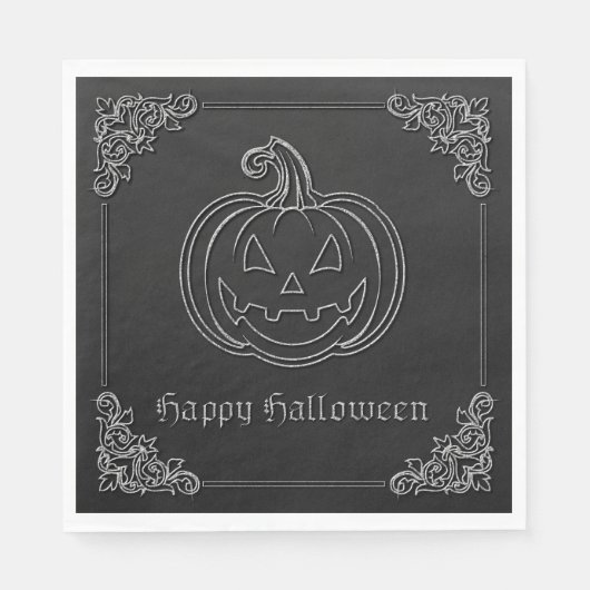 Silver Jack O' Lantern Halloween Servet (Voorkant)