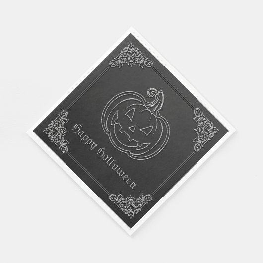Silver Jack O' Lantern Halloween Servet (Hoek)