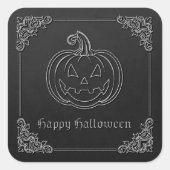 Silver Jack O' Lantern Halloween Vierkante Sticker (Voorkant)