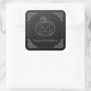 Silver Jack O' Lantern Halloween Vierkante Sticker